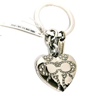 Coach Crystal Heart Locket Key Chain RARE